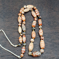 Antique HIMALAYAN Indo Tibetan Central Asian Etched Agate beads Necklace 2ED-A-