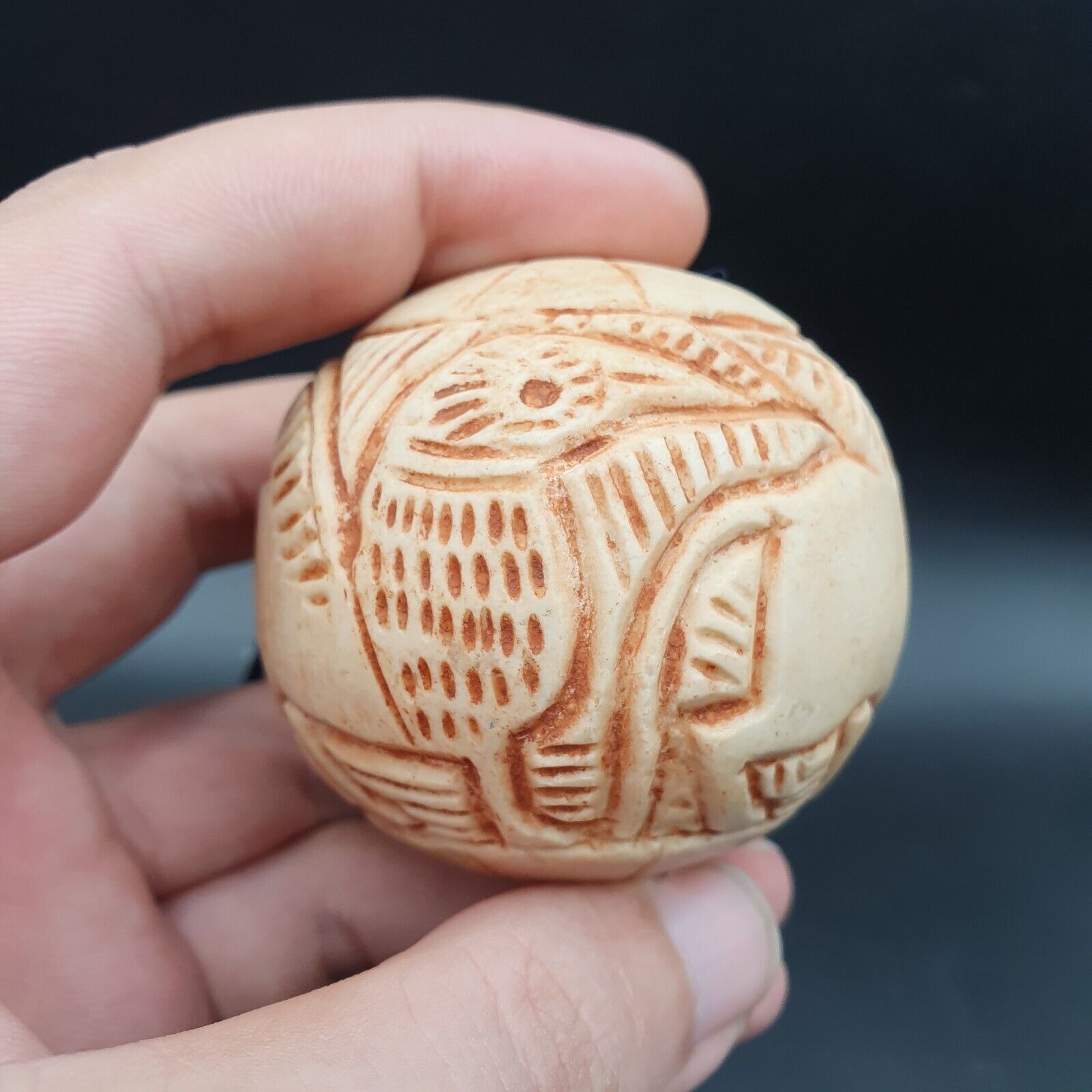 Ancient Stone figures of mystical Animal Carving Intaglio Big Bead Amulet