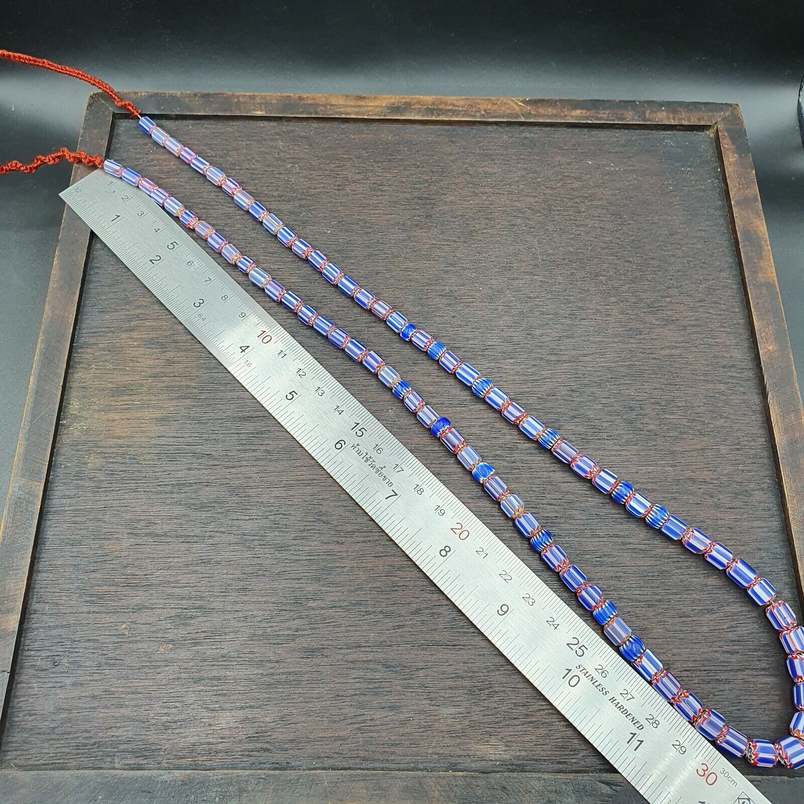 Vintage Old Blue Chevron beads Old Ventian Glass Chevron Beads Necklace