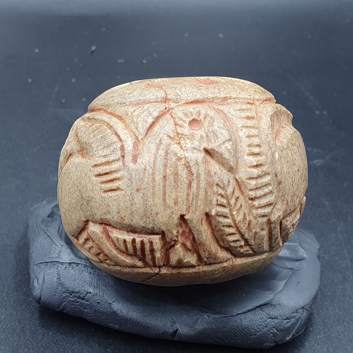 Big Ancient Stone figures of mystical Animal Carving Intaglio Big Bead Amulet