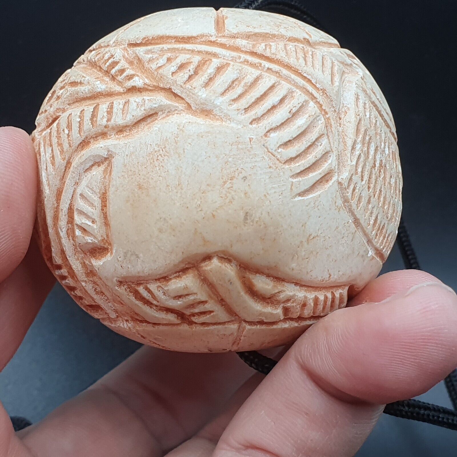 Ancient Stone figures of mystical Animal Carving Intaglio Big Bead Amulet