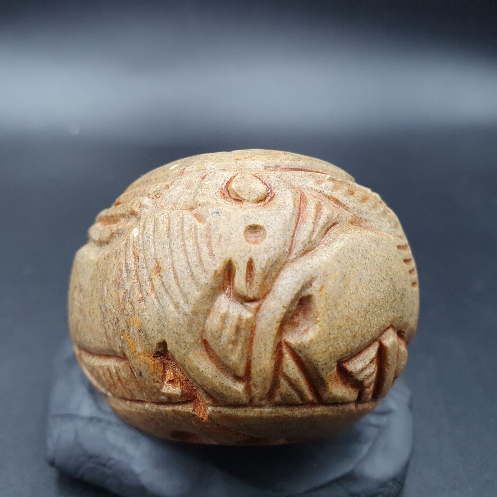 Big Ancient Stone figures of mystical Animal Carving Intaglio Big Bead Amulet