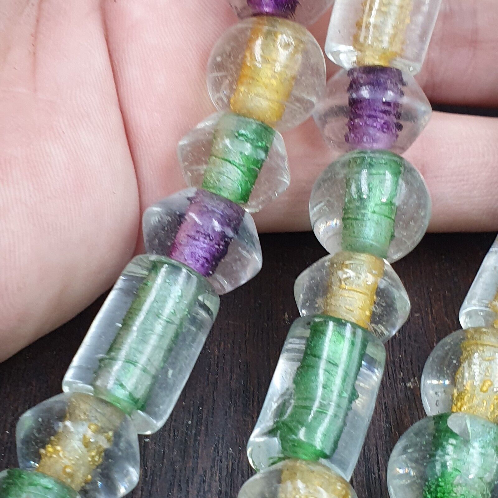 Vintage Handcrafted Hand Blown Lampwork Glass Beads strand Rare Crafts #2