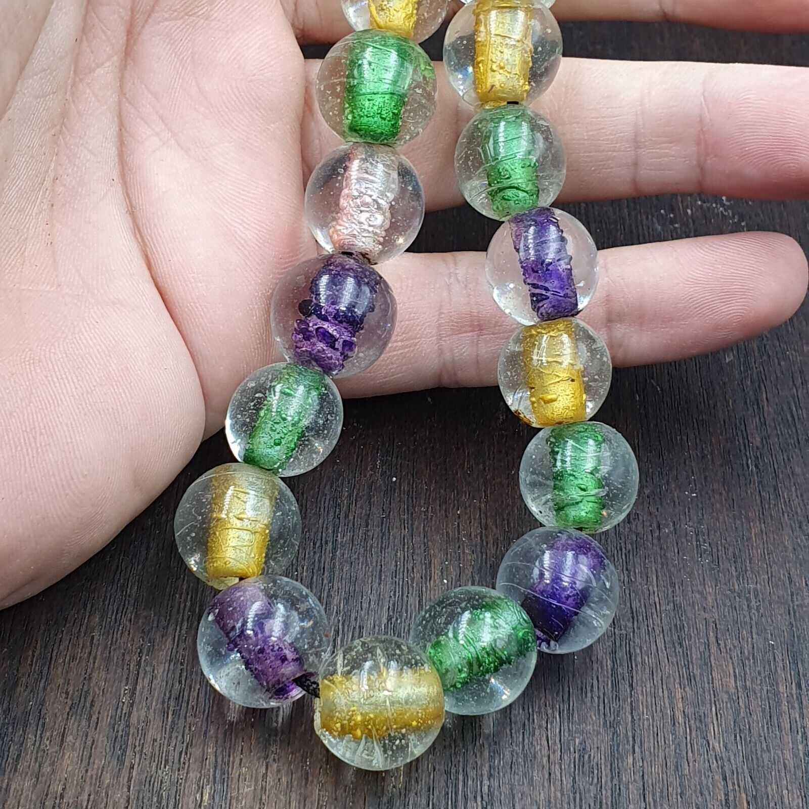 Vintage Handcrafted Hand Blown Lampwork Glass Beads strand Rare Crafts #2