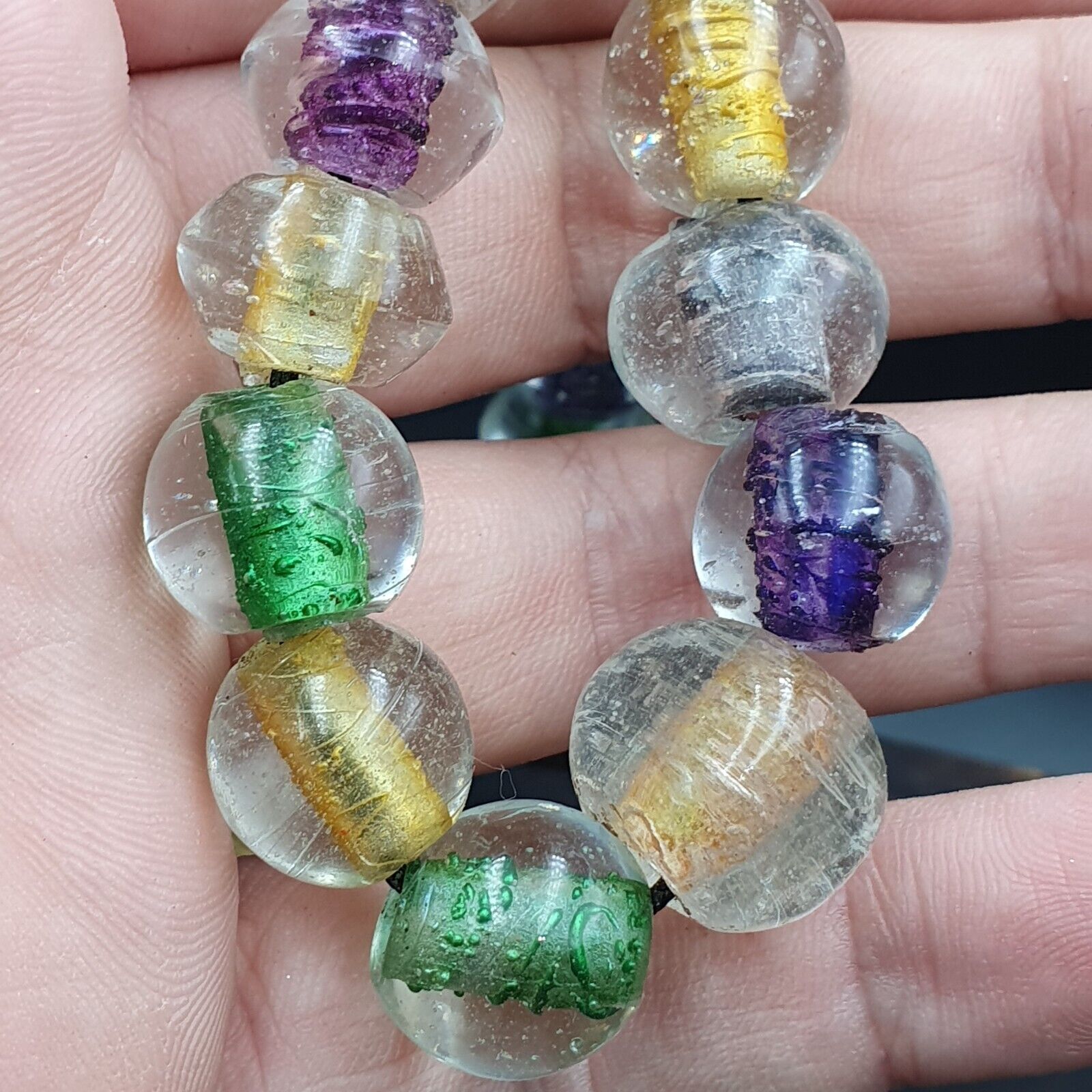 Vintage Handcrafted Hand Blown Lampwork Glass Beads strand Crafts Rare