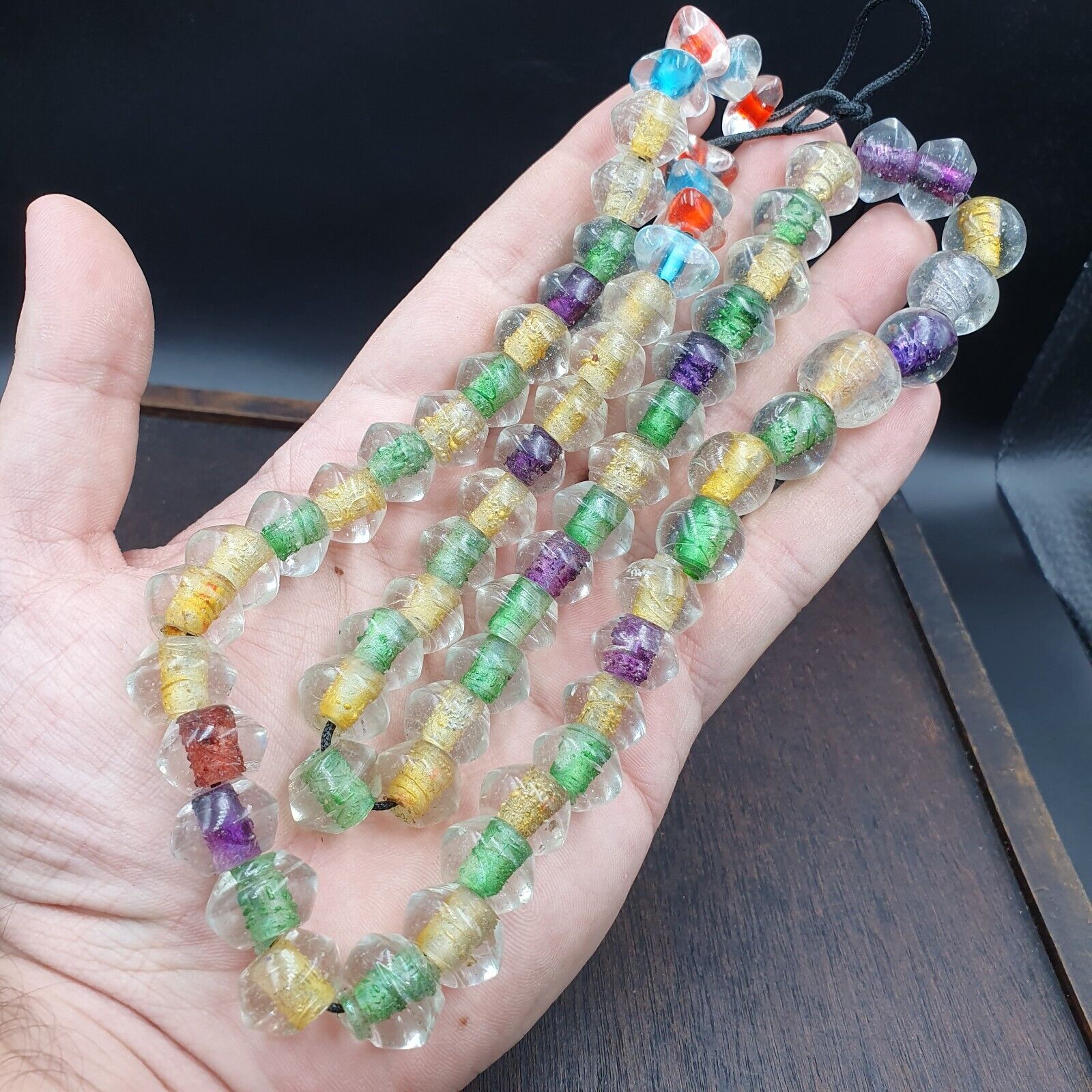 Vintage Handcrafted Hand Blown Lampwork Glass Beads strand Crafts Rare