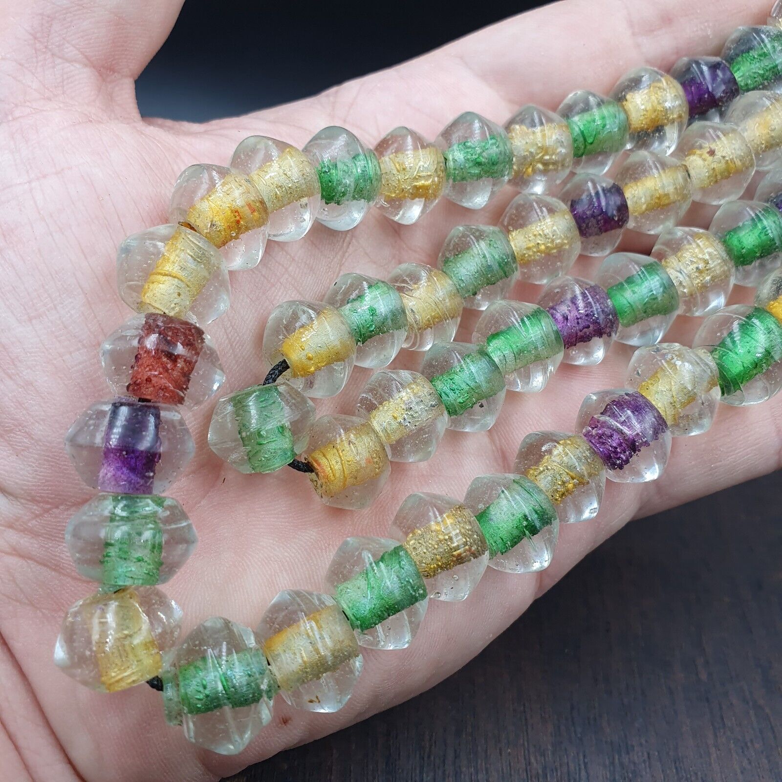 Vintage Handcrafted Hand Blown Lampwork Glass Beads strand Crafts Rare