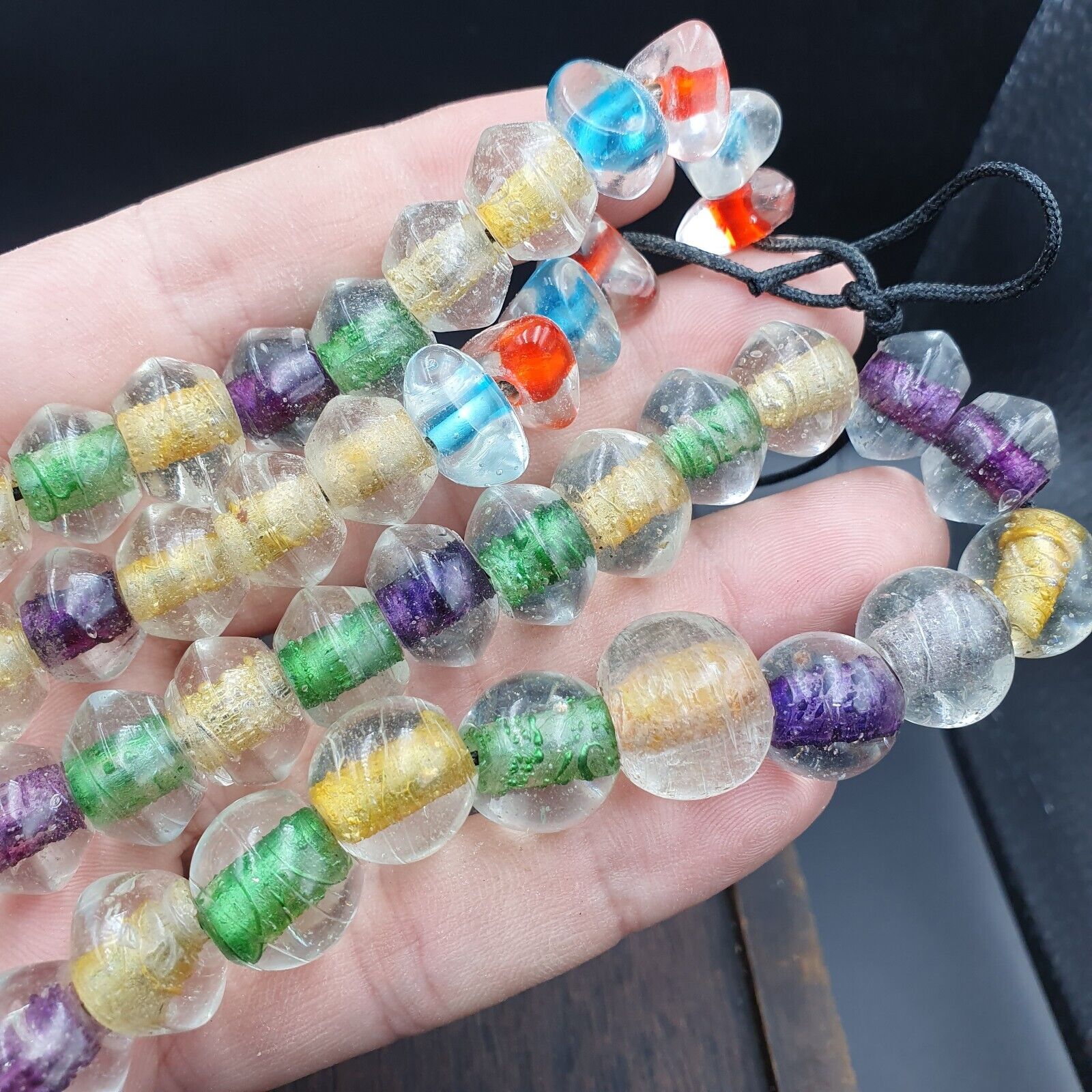 Vintage Handcrafted Hand Blown Lampwork Glass Beads strand Crafts Rare