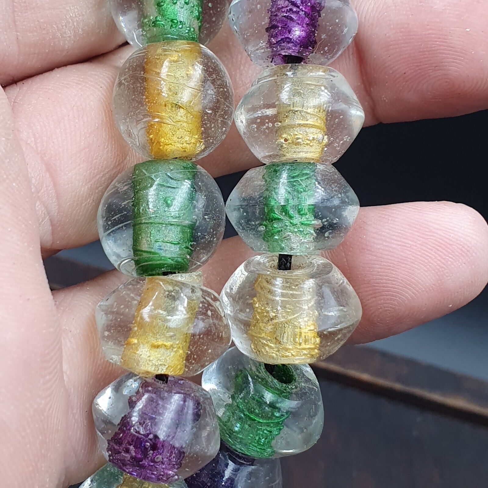 Vintage Handcrafted Hand Blown Lampwork Glass Beads strand Crafts Rare