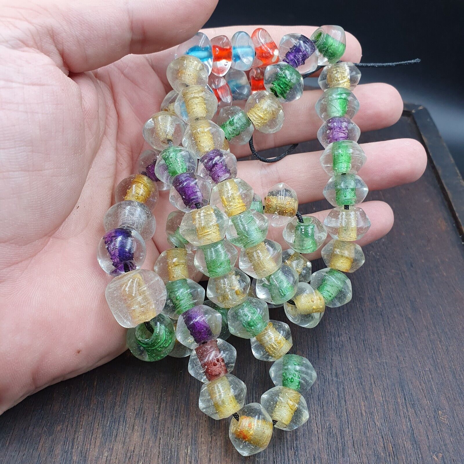 Vintage Handcrafted Hand Blown Lampwork Glass Beads strand Crafts Rare