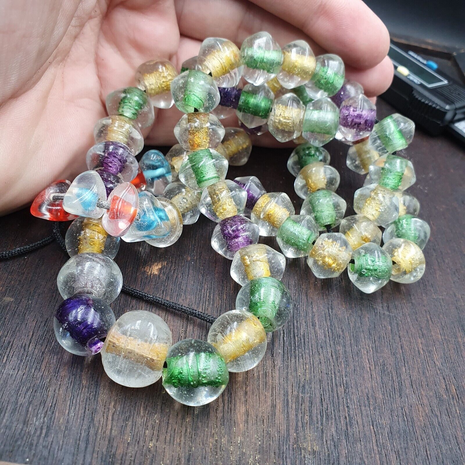 Vintage Handcrafted Hand Blown Lampwork Glass Beads strand Crafts Rare