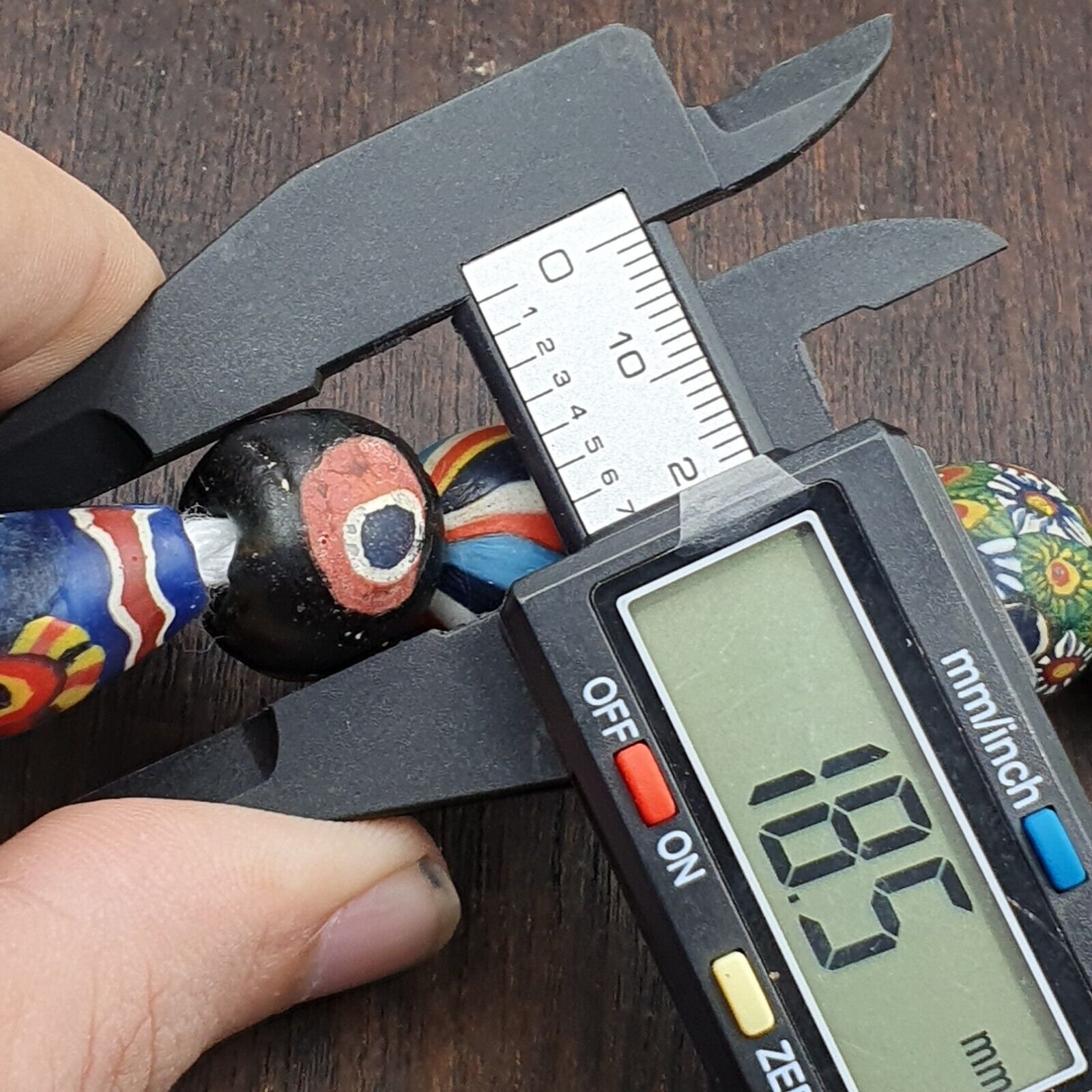 Lot 13 beads Antique Mosaic Glass Gabri Beads Necklace. 17-21mm