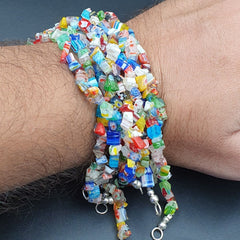 Lot 10 Armbänder Vintage venezianische Murano-Millefiori-Armbänder aus zerbrochenem Glas mit Perlen