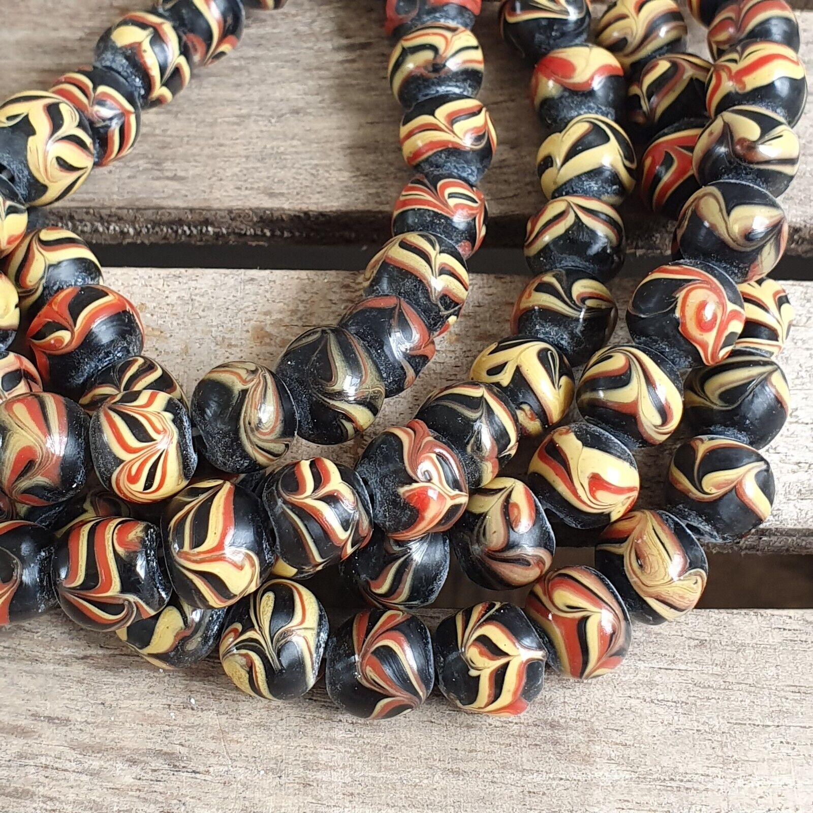 Stunning vintage Glass beads Veneraano Unique Pattern glass beads Necklaces