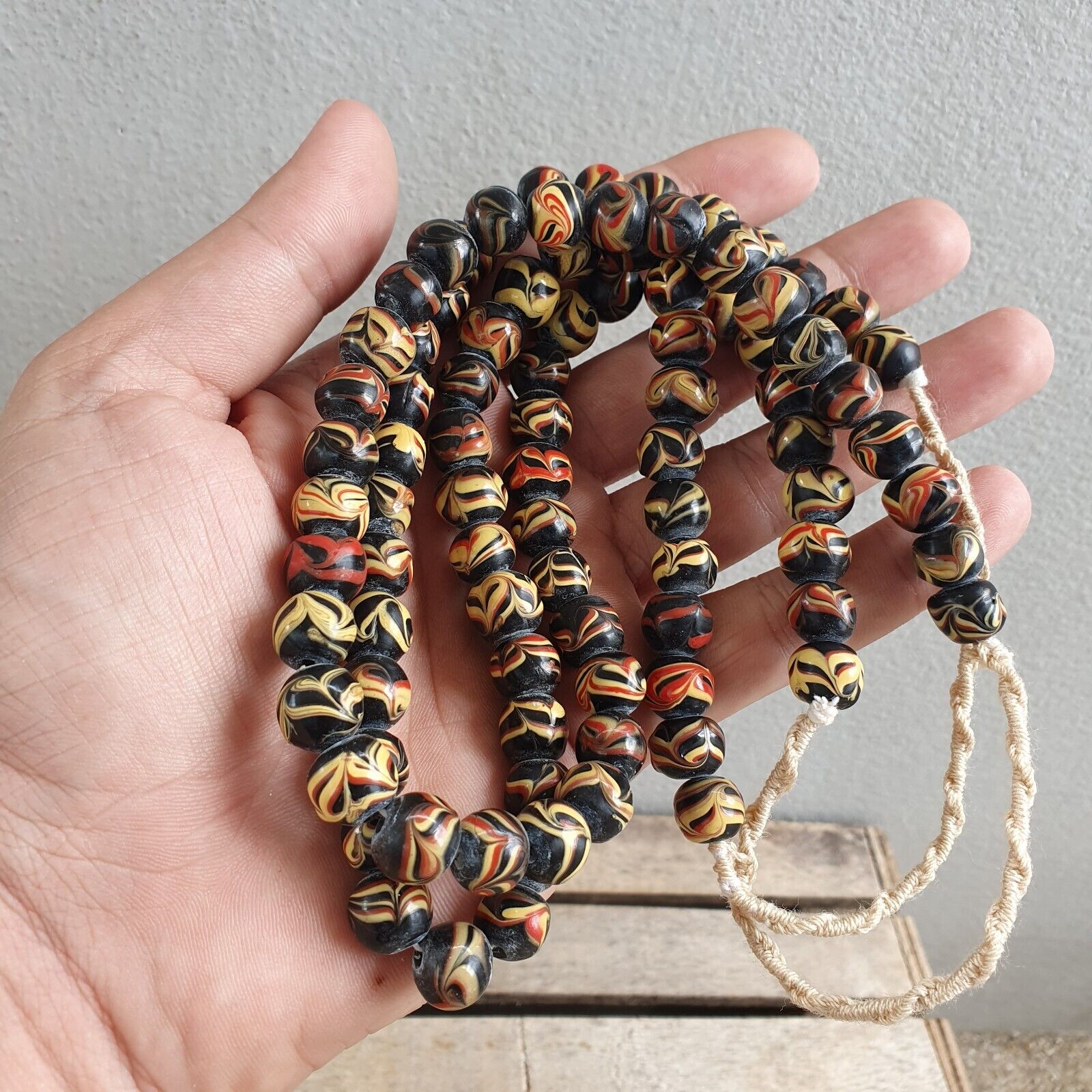 Stunning vintage Glass beads Veneraano Unique Pattern glass beads Necklaces