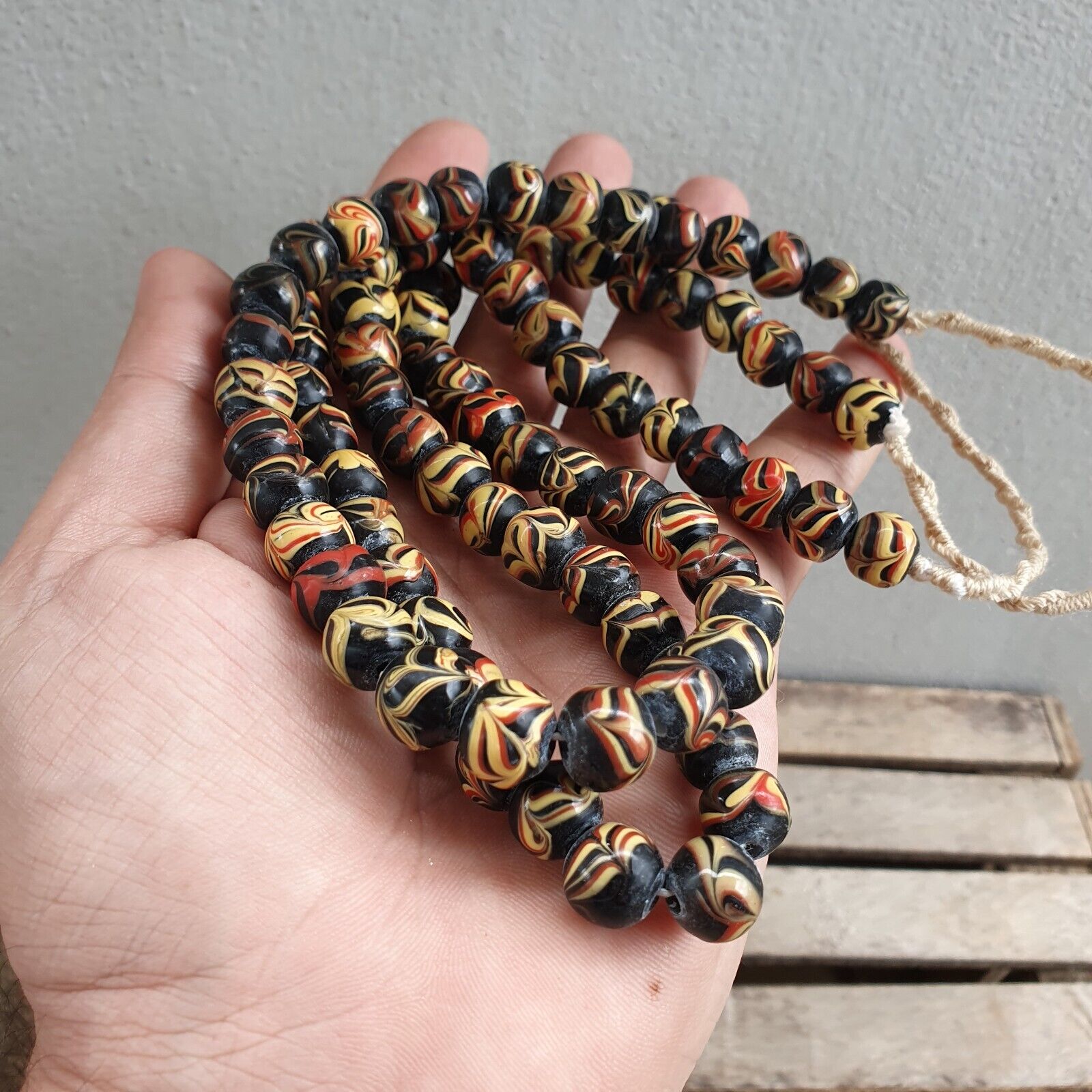 Stunning vintage Glass beads Veneraano Unique Pattern glass beads Necklaces