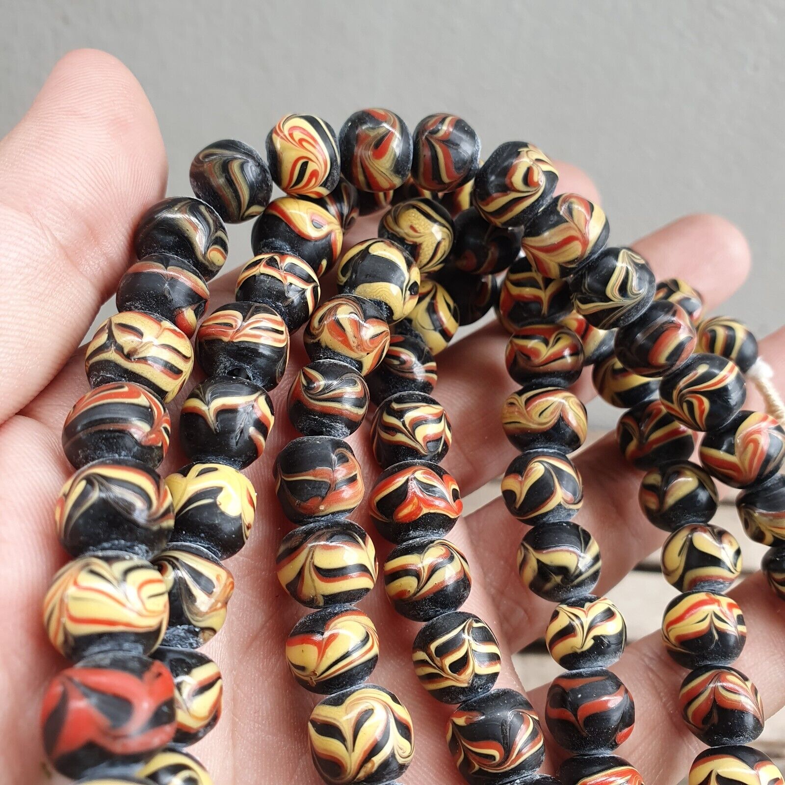 Stunning vintage Glass beads Veneraano Unique Pattern glass beads Necklaces