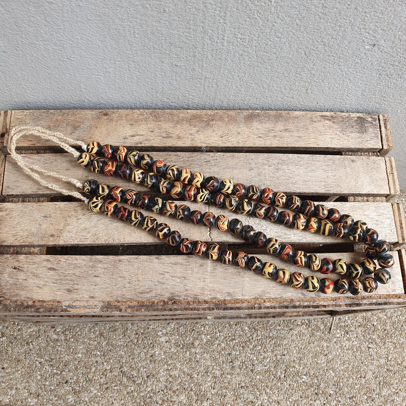 Stunning vintage Glass beads Veneraano Unique Pattern glass beads Necklaces