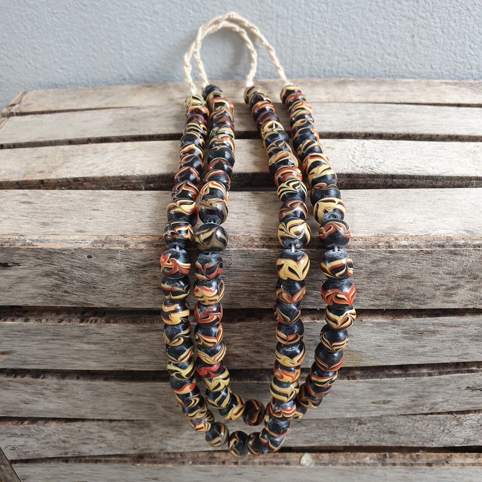 Stunning vintage Glass beads Veneraano Unique Pattern glass beads Necklaces