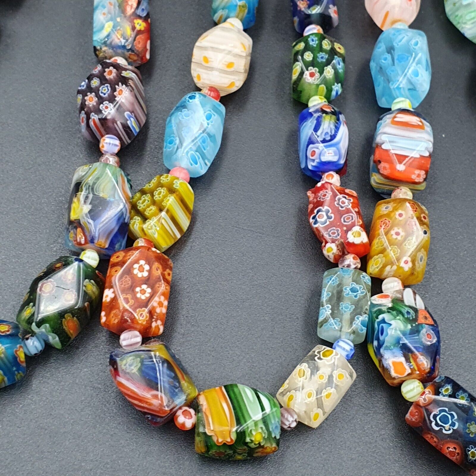 Lot Vintage Venetian Murano Millefiori Glass Beaded 4 Necklaces