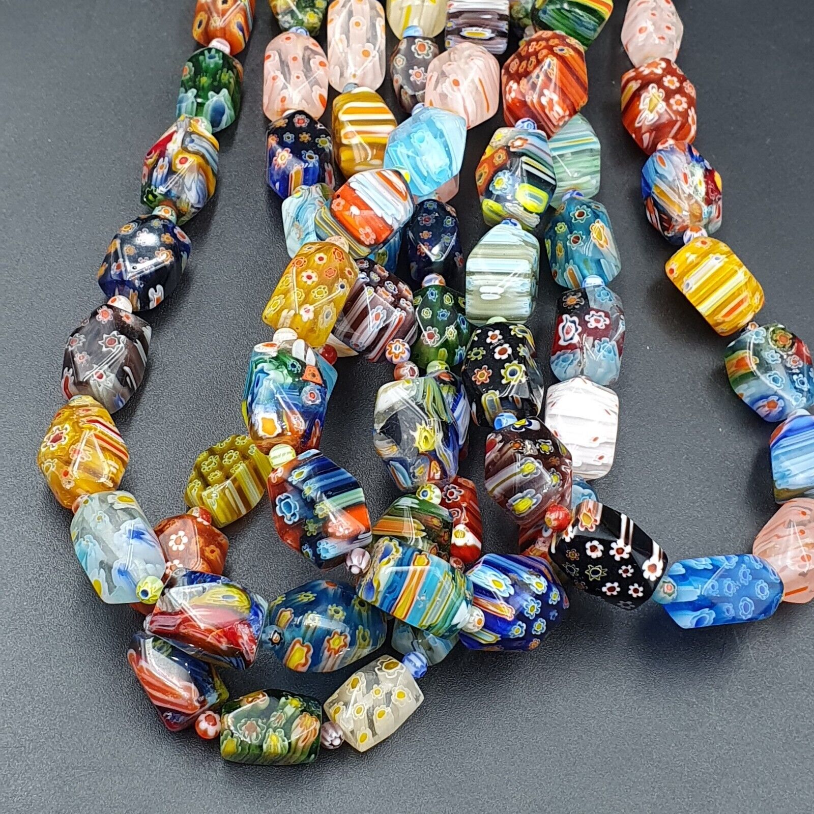 Lot Vintage Venetian Murano Millefiori Glass Beaded 4 Necklaces
