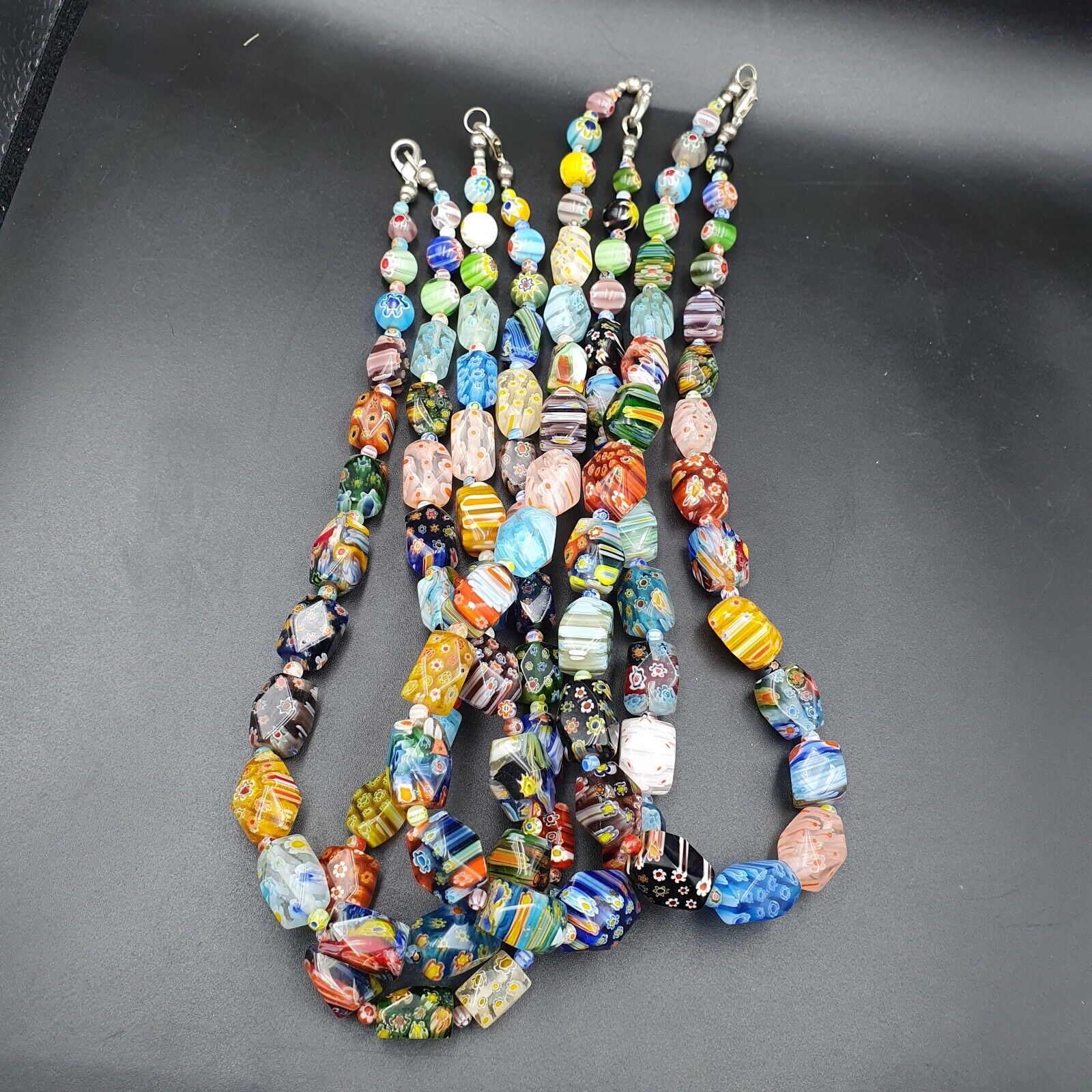 Lot Vintage Venetian Murano Millefiori Glass Beaded 4 Necklaces