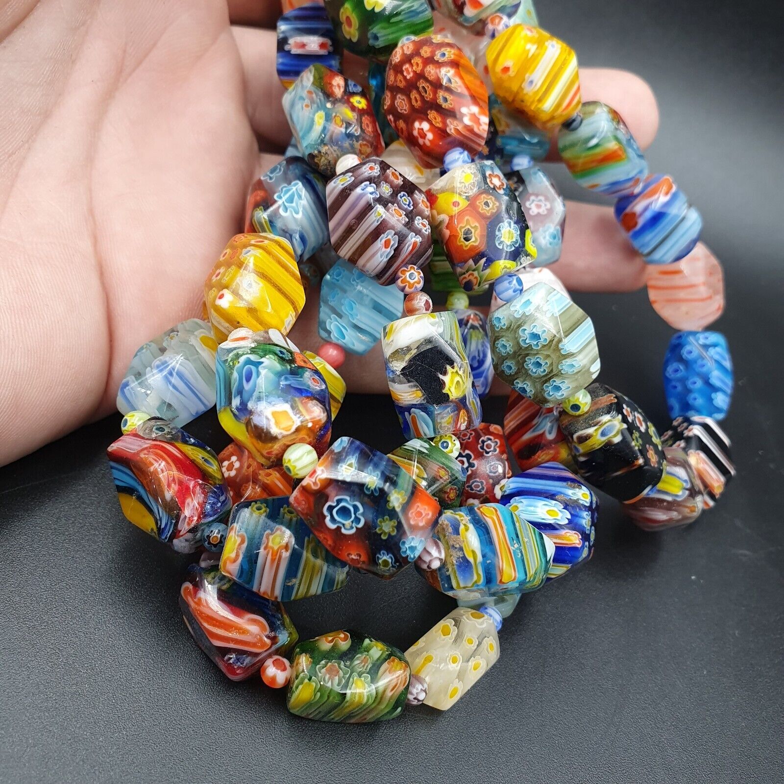 Lot Vintage Venetian Murano Millefiori Glass Beaded 4 Necklaces