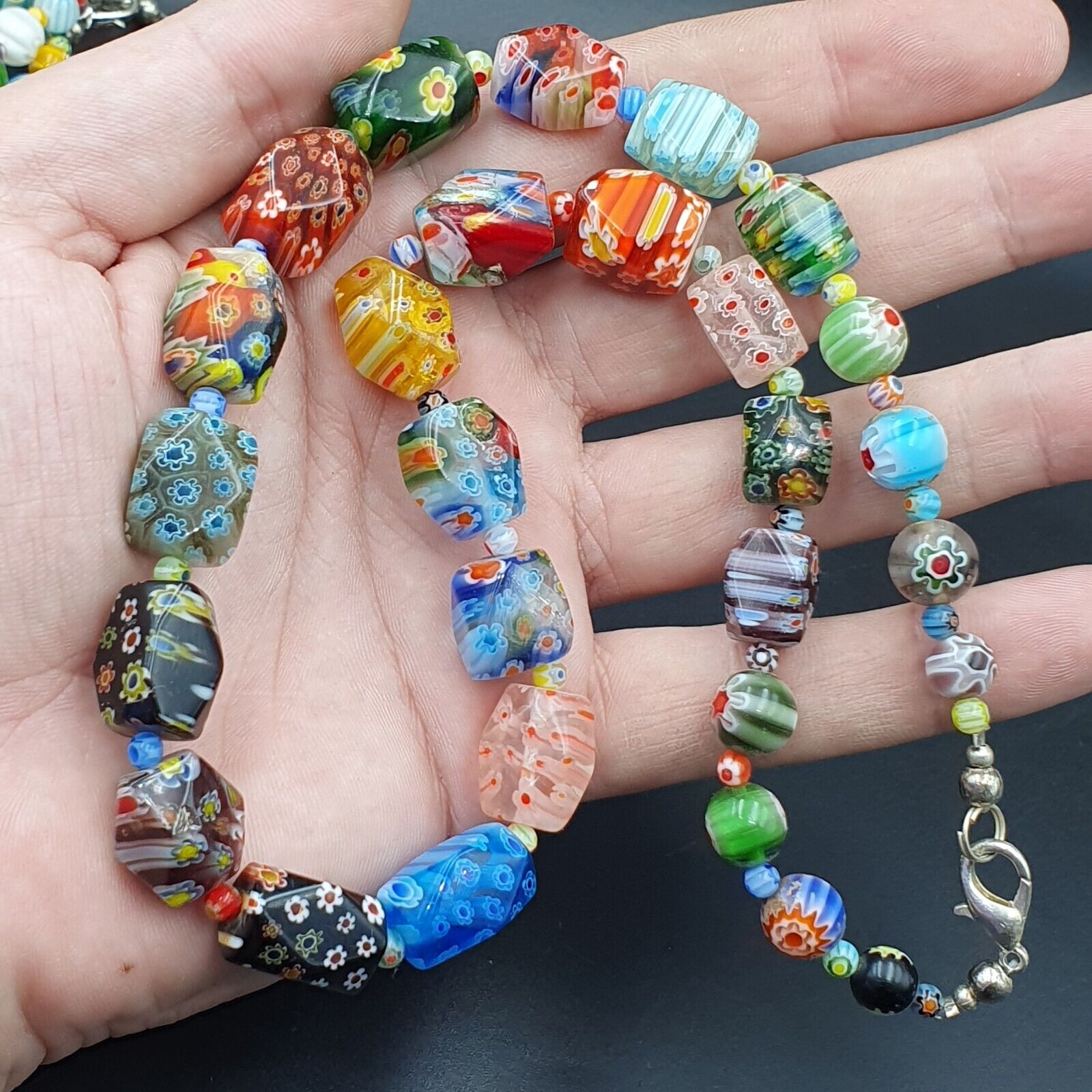 Lot Vintage Venetian Murano Millefiori Glass Beaded 4 Necklaces