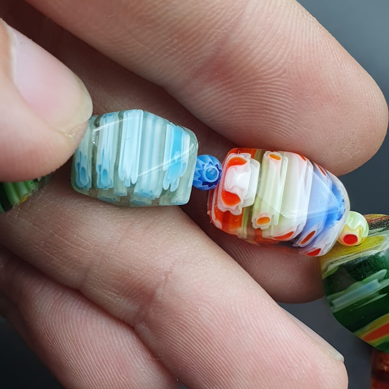 Lot Vintage Venetian Murano Millefiori Glass Beaded 4 Necklaces