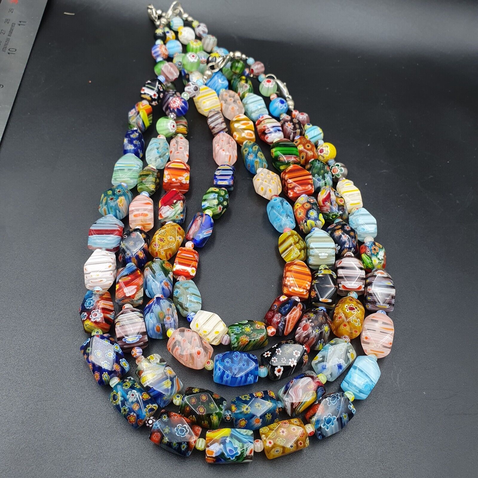 Lot Vintage Venetian Murano Millefiori Glass Beaded 4 Necklaces
