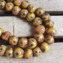 Antique Hundred Eyes Yellow Gabri Style Glass beads Necklaces