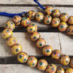 Antique Hundred Eyes Yellow Gabri Style Glass beads Necklaces