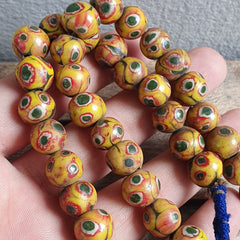 Antique Hundred Eyes Yellow Gabri Style Glass beads Necklaces