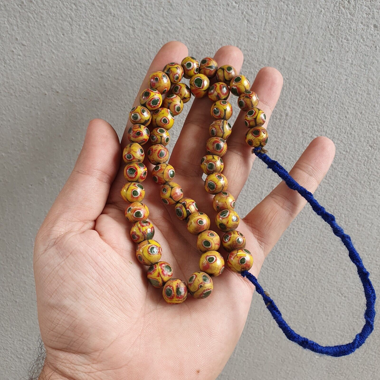 Antique Hundred Eyes Yellow Gabri Style Glass beads Necklaces