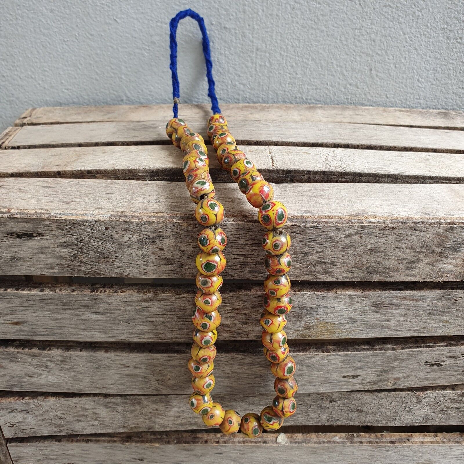 Antique Hundred Eyes Yellow Gabri Style Glass beads Necklaces