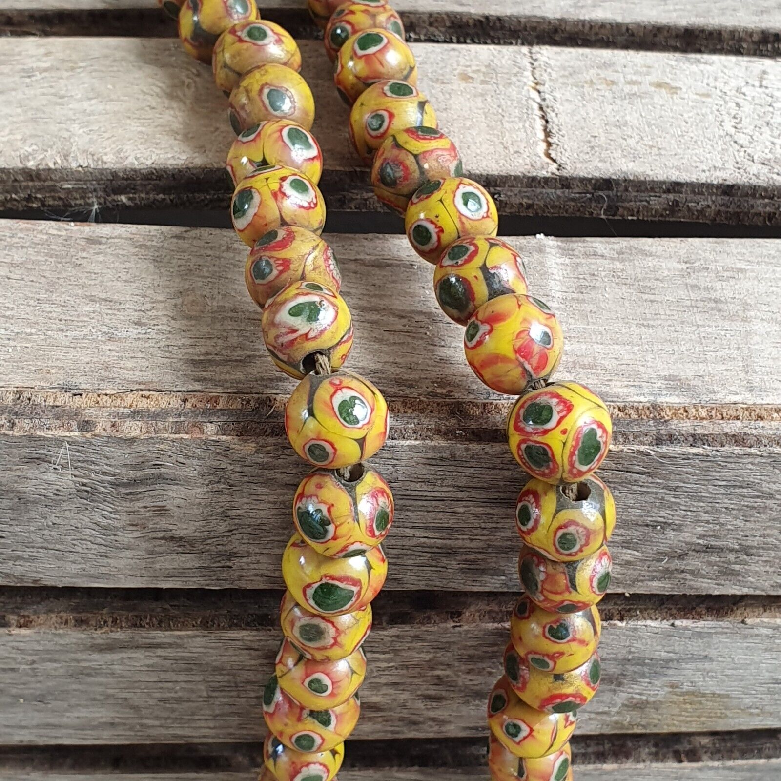 Antique Hundred Eyes Yellow Gabri Style Glass beads Necklaces