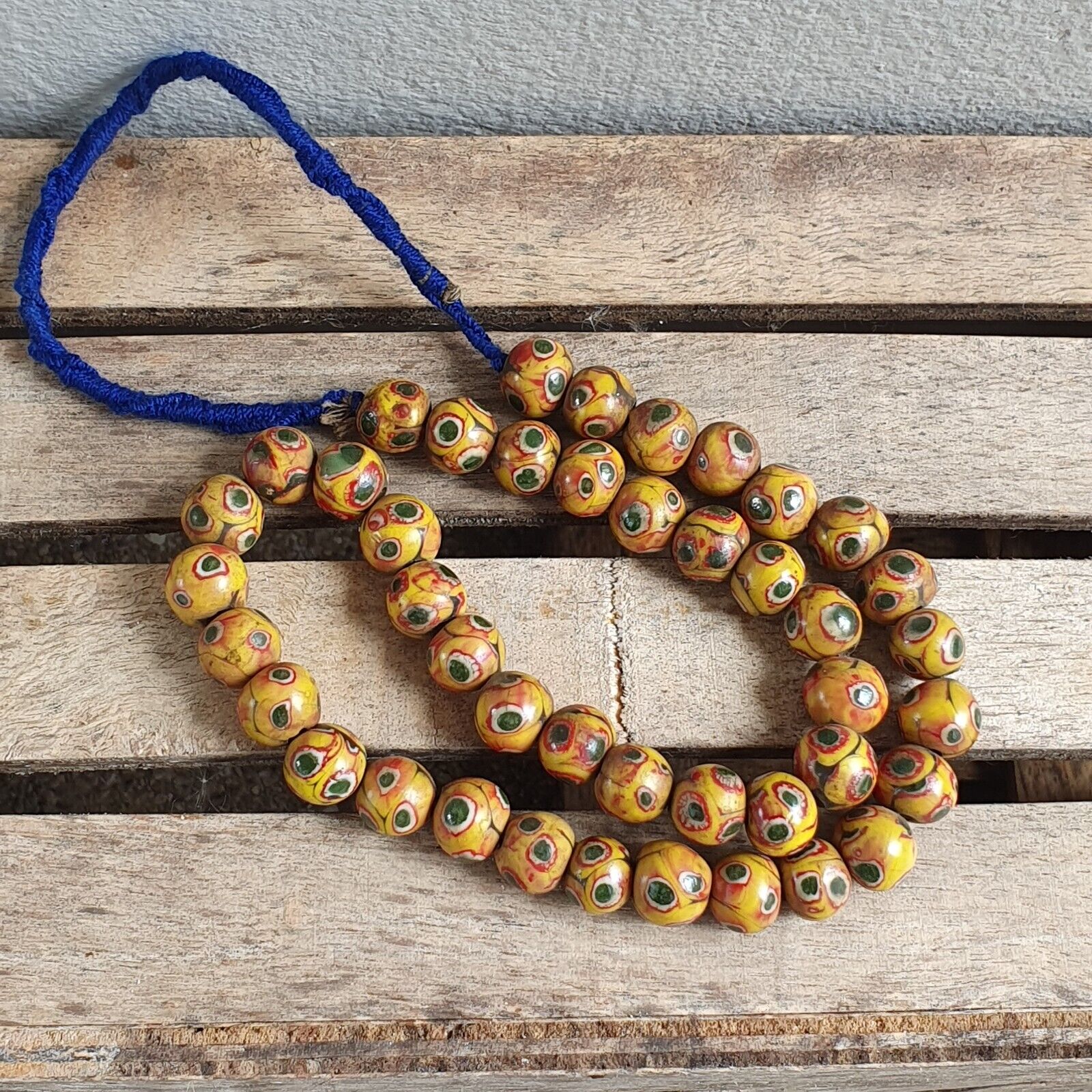Antique Hundred Eyes Yellow Gabri Style Glass beads Necklaces