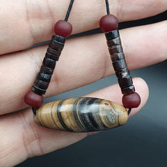Agate Bead Vintage Himalayan Indo Tibetan Eye pattern Bead #5