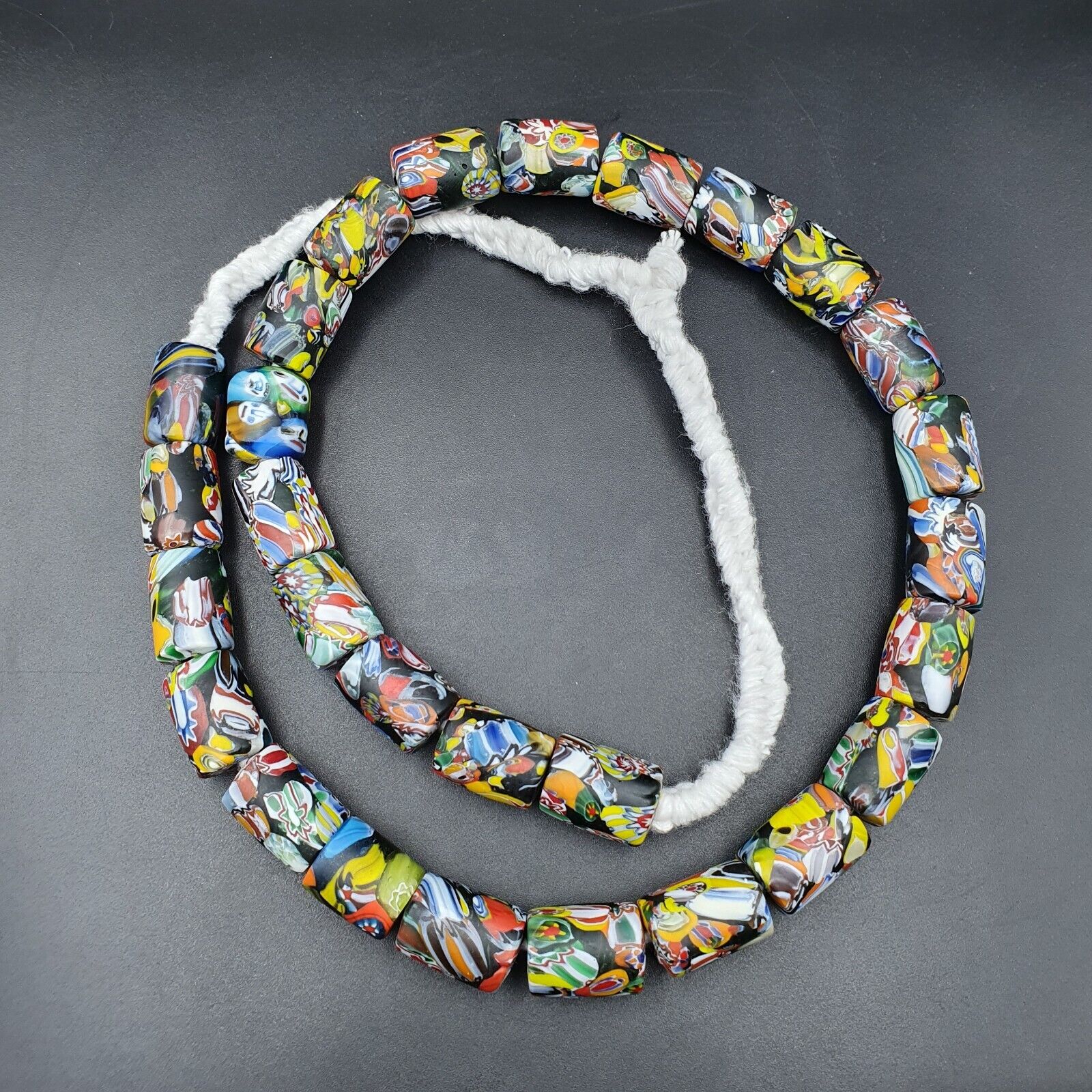 Beautiful Vintage trade Glass Beads Beaded Necklace 20x15mm