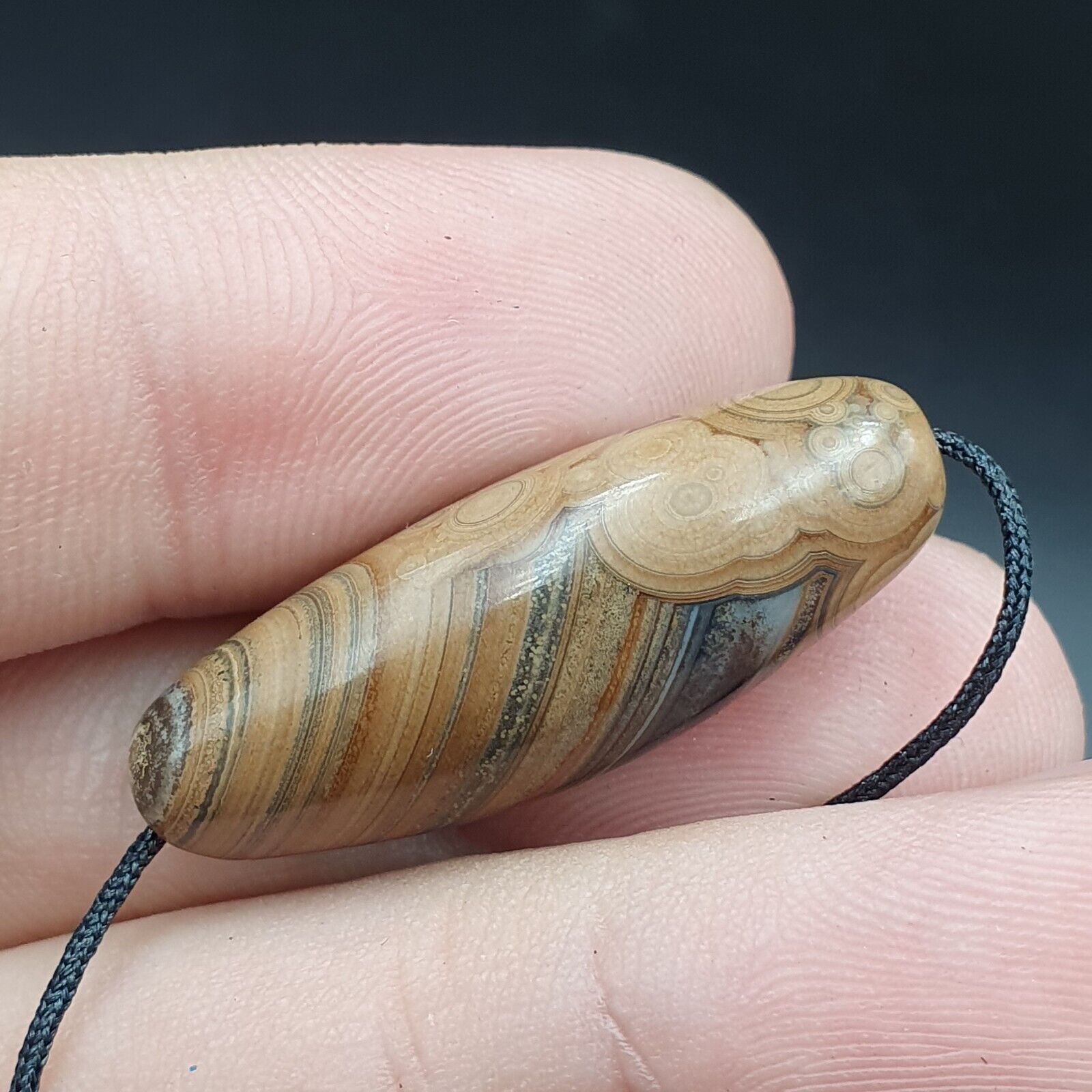 Agate Bead Vintage Himalayan Indo Tibetan Eye pattern Bead #5