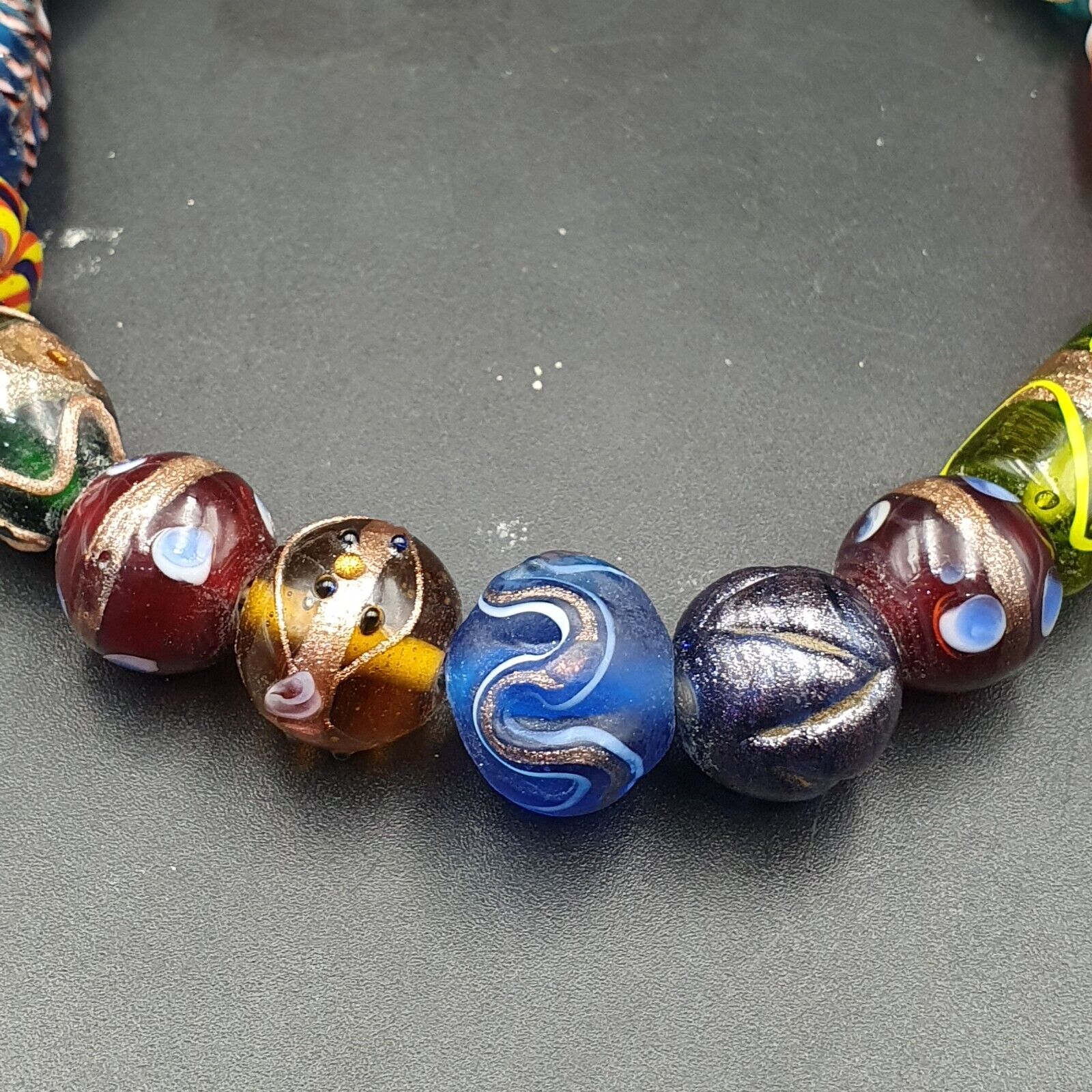 Fantastic Vintage Wedding Cake Aventurine Glass Beads Necklace