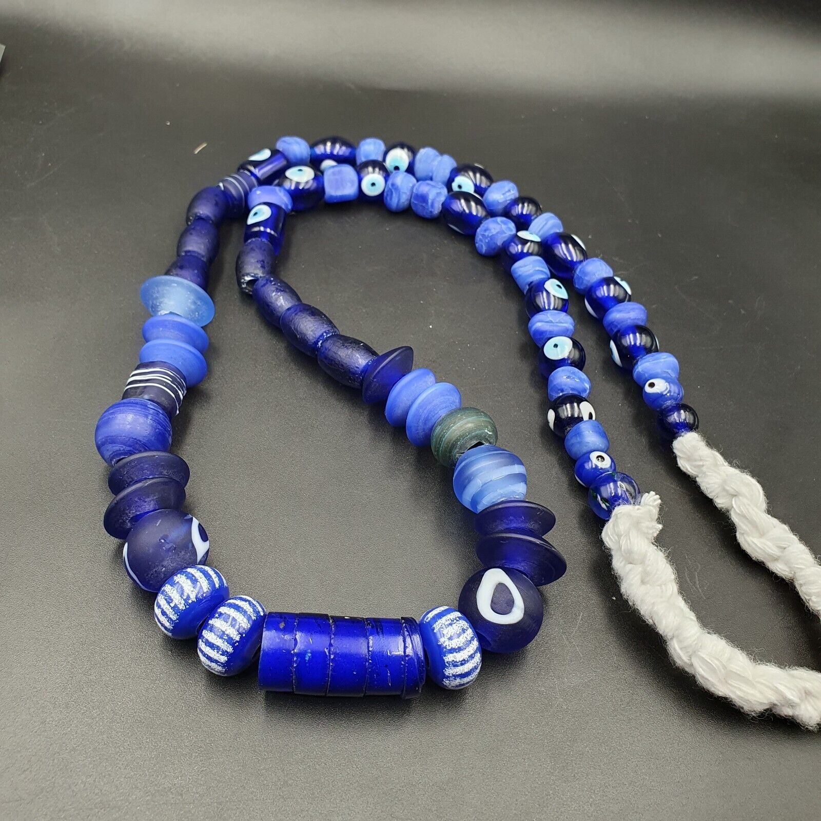 Mix Lot Vintage Cobalt Blue Evil Eye Glass Beads Beaded Necklace