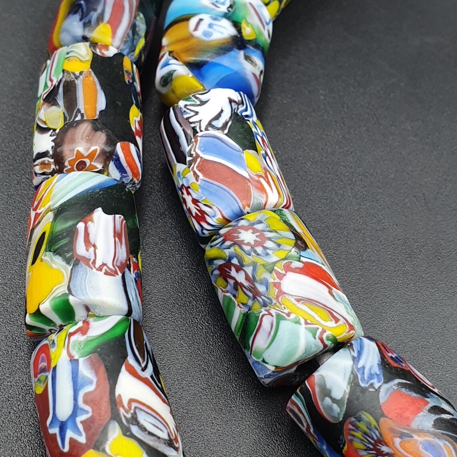 Beautiful Vintage trade Glass Beads Beaded Necklace 20x15mm