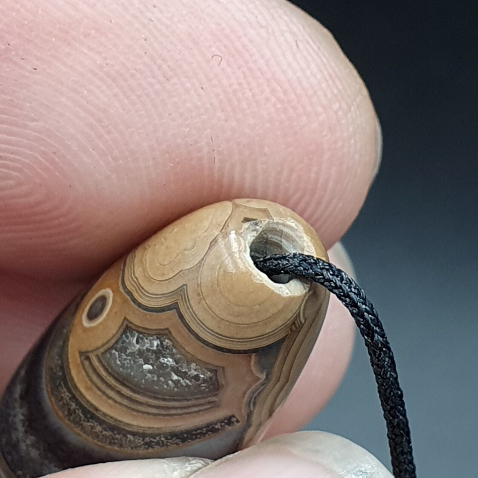 Agate Bead Vintage Himalayan Indo Tibetan Eye pattern Bead #5