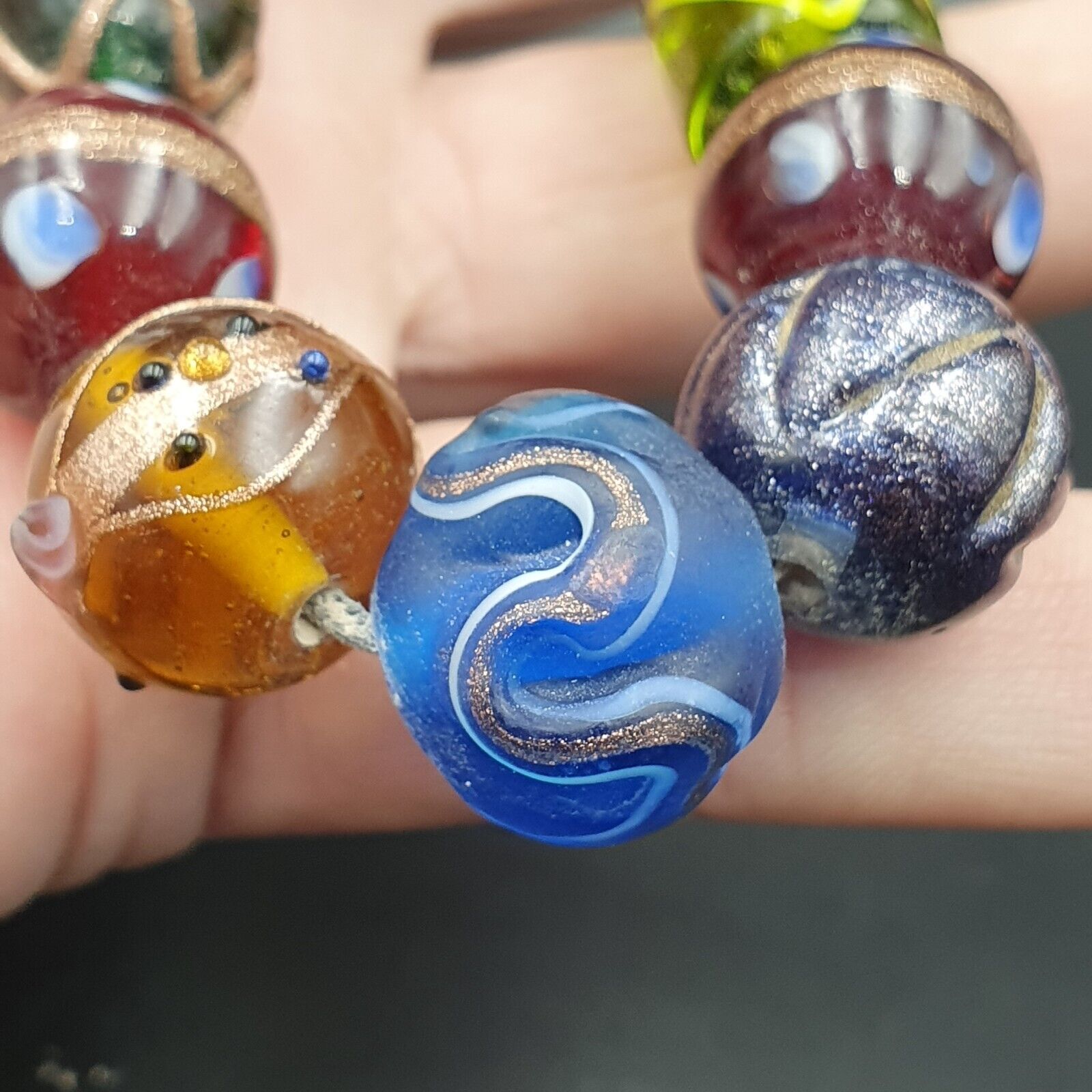 Fantastic Vintage Wedding Cake Aventurine Glass Beads Necklace