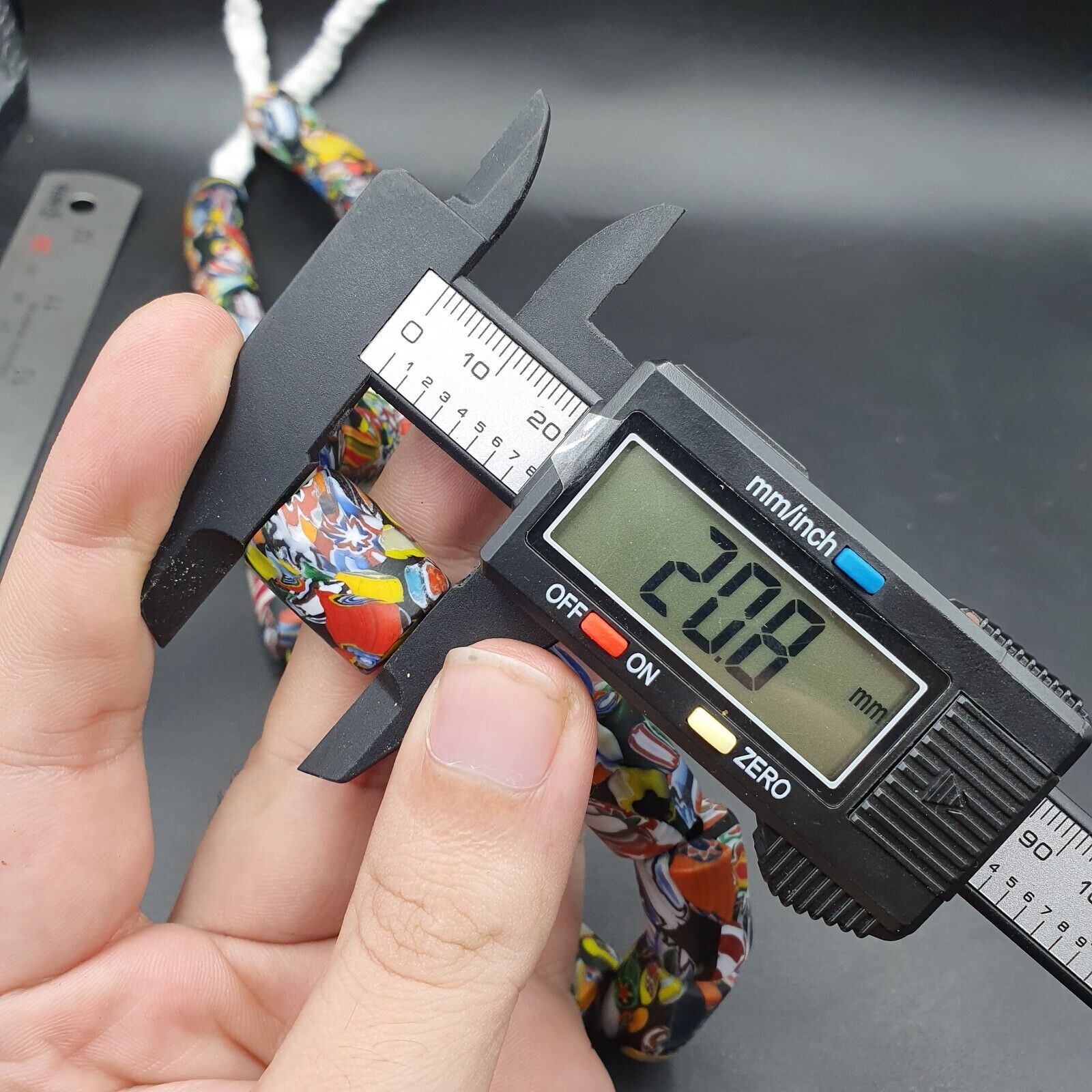 Beautiful Vintage trade Glass Beads Beaded Necklace 20x15mm