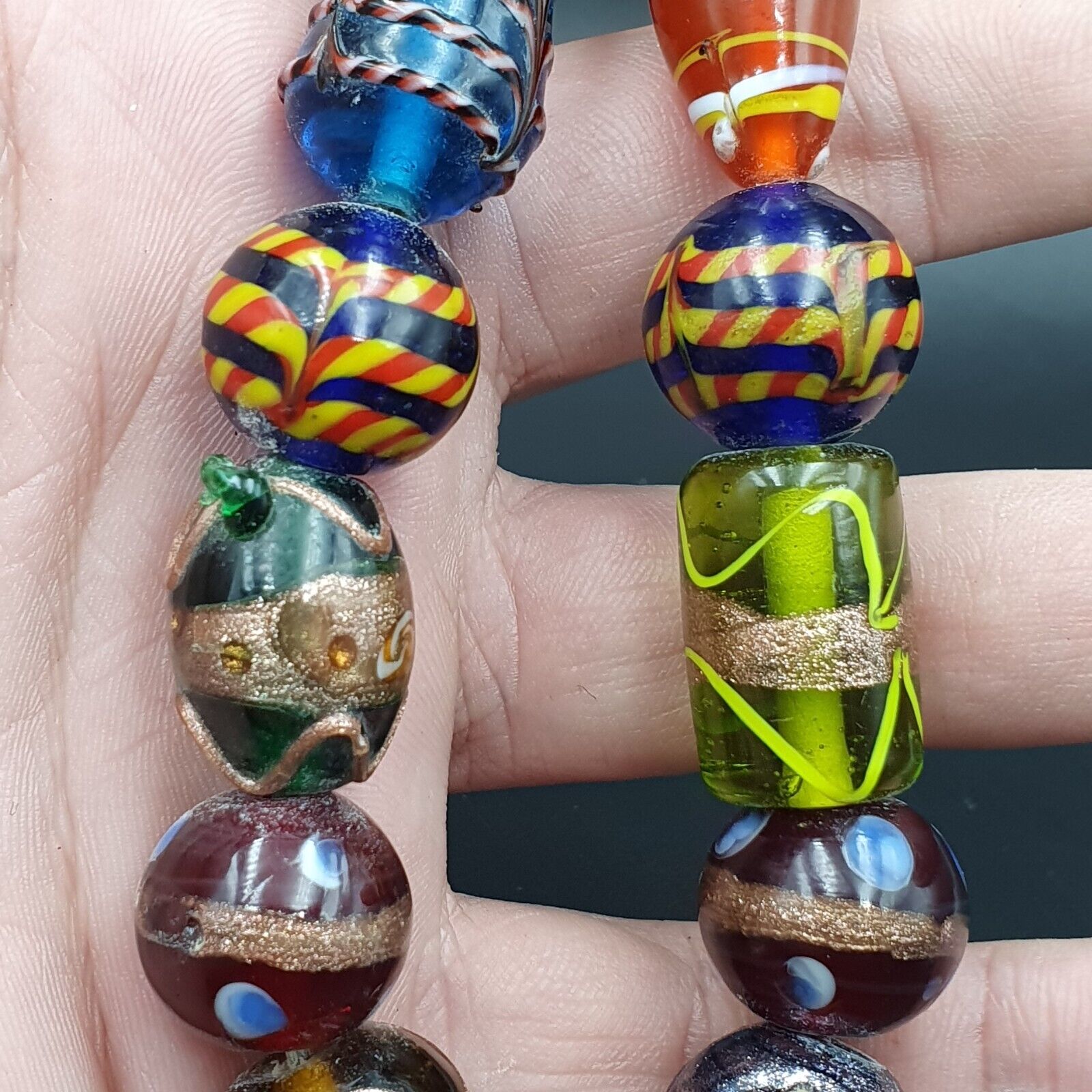 Fantastic Vintage Wedding Cake Aventurine Glass Beads Necklace