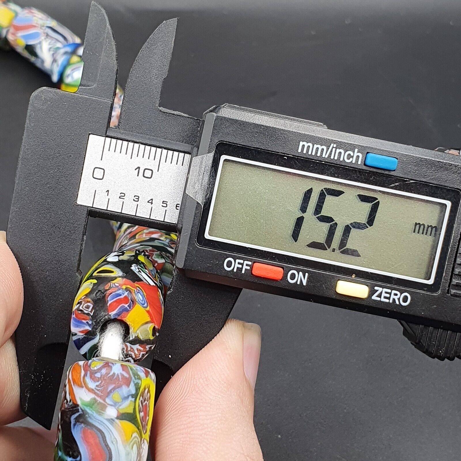 Beautiful Vintage trade Glass Beads Beaded Necklace 20x15mm