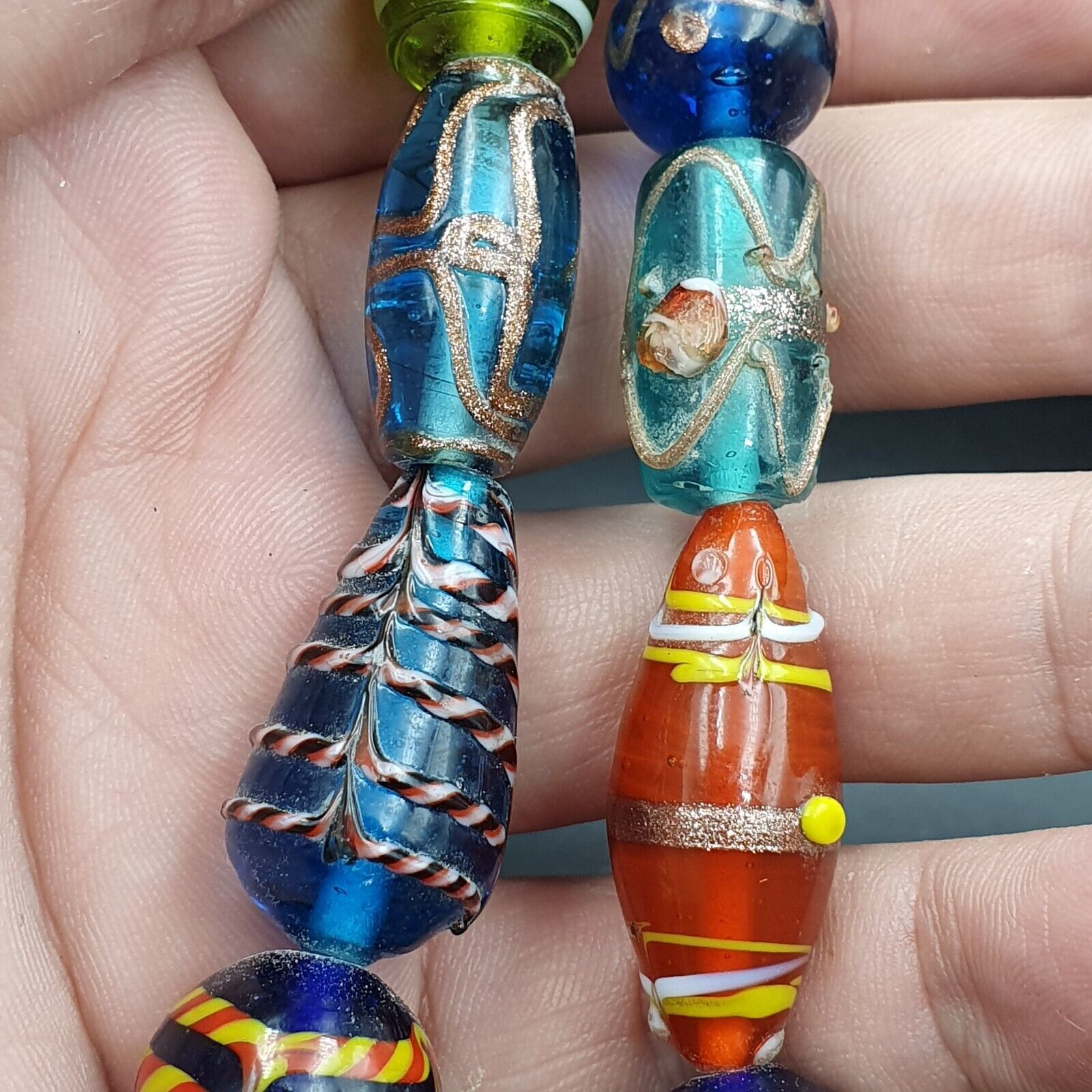 Fantastic Vintage Wedding Cake Aventurine Glass Beads Necklace