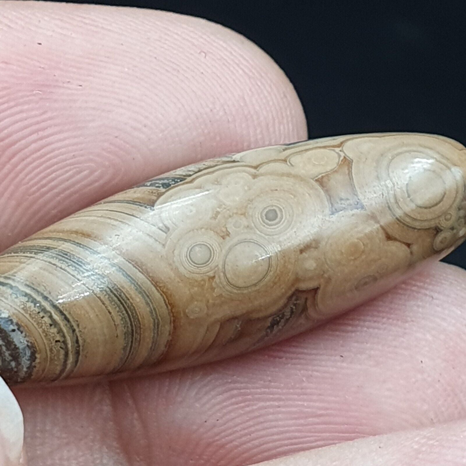 Agate Bead Vintage Himalayan Indo Tibetan Eye pattern Bead #5